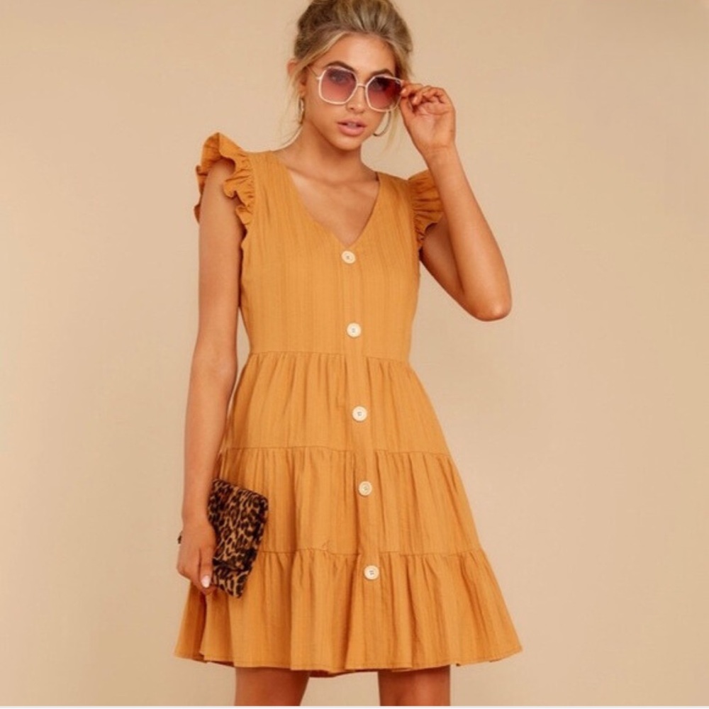 Mustard Ruffle Dress